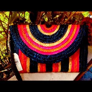 Multi Color Hand Woven Unique Straw Clutch, 8x14